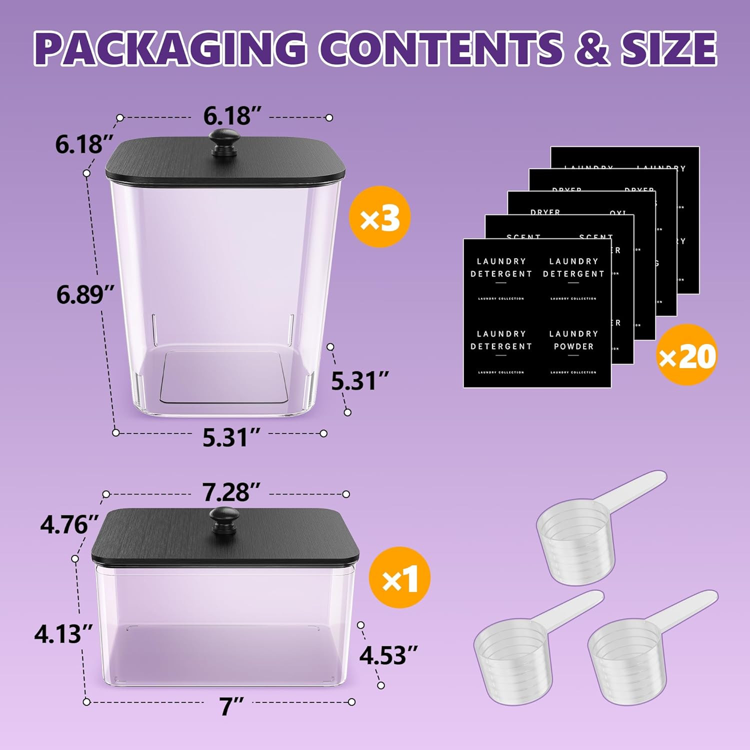 4 Pack Laundry Pods Container, Clear Laundry Room Organization Containers Essent