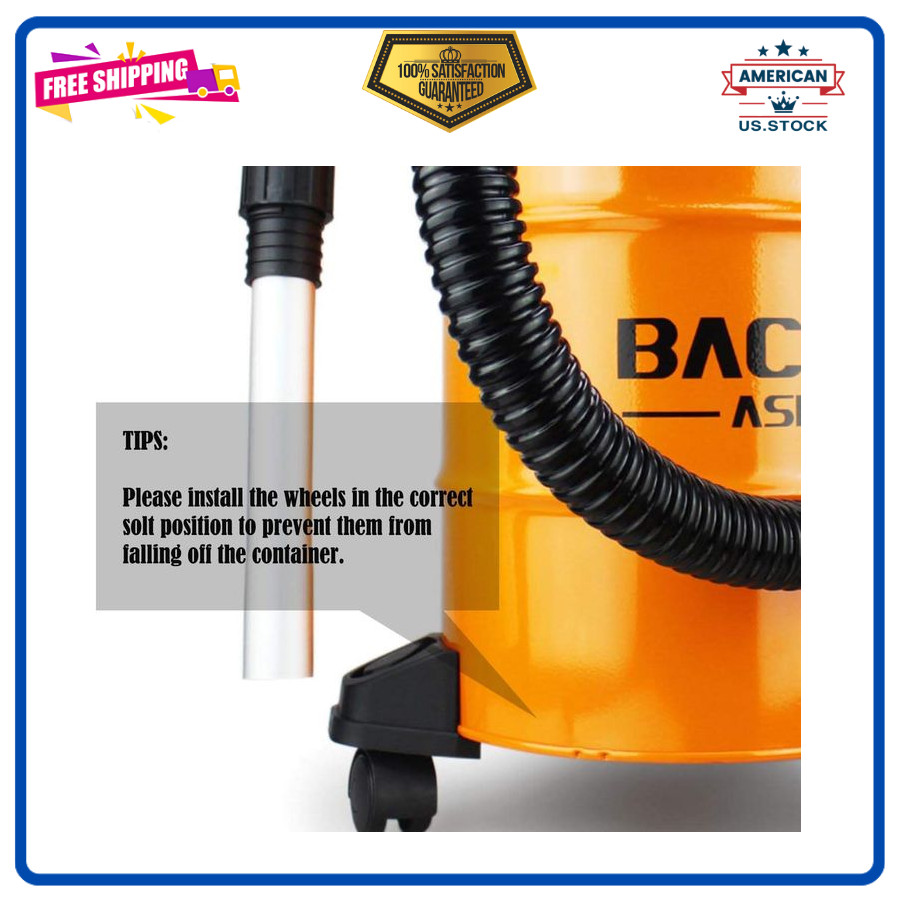 5.3-Gallon Ash Vacuum Cleaner with Double Stage Filtration System. Standard