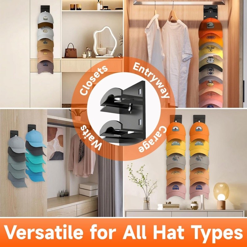 4x Hat Organiser Display Wall Mounted Hat Holder For Home Baseball Cap Rack