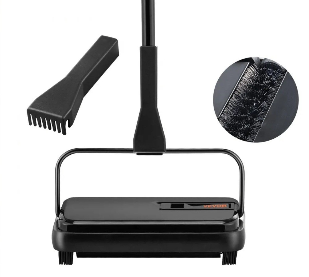 VEVOR Carpet Sweeper Floor Sweeper Manual 7.87 in Sweeping Paths Non Electric