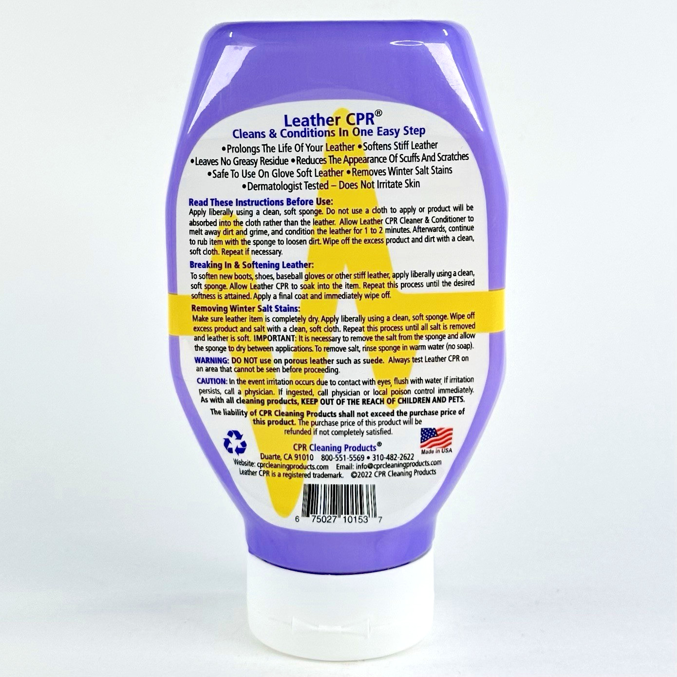 Leather CPR Cleaner & Conditioner 18 oz Furniture Car Seats Jackets Purses Shoes
