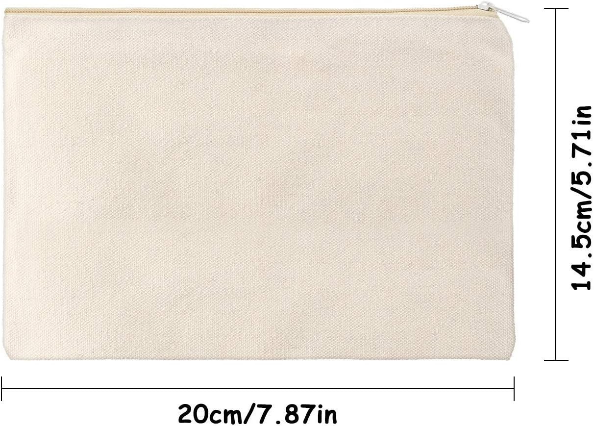 Blank Canvas Pouch Zipper Cosmetic Bag Bulk Plain Makeup Pouch