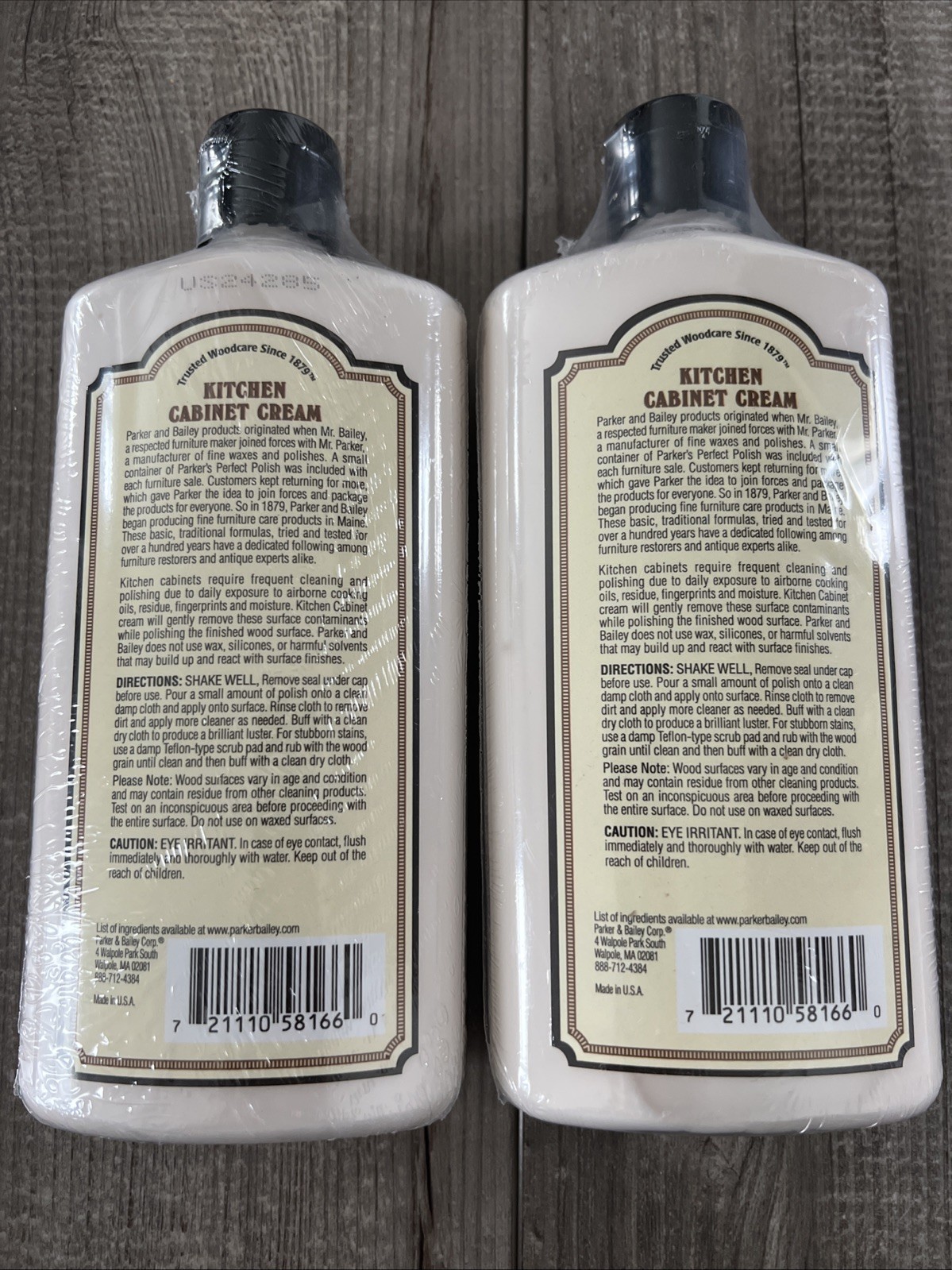 (2-Pk) PARKER & BAILEY CABINET CREAM All Woods Clean Shine w/Protection New