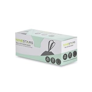 NINESTARS NSTB-13-30 Extra Strong White Trash Bag w/Drawstring Closure, 13 Gal.