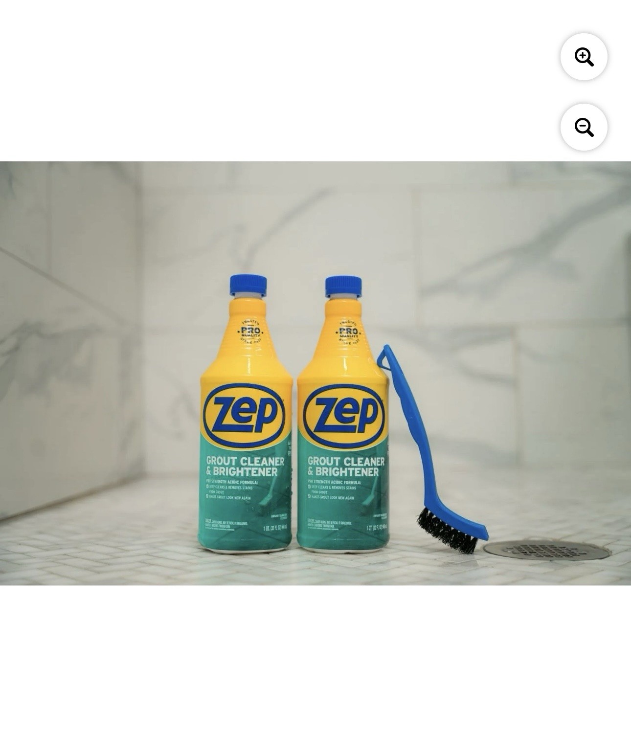 Zep Grout Cleaner and Brightener and Easy to Use Handheld Brush Case Of 2 32 oz