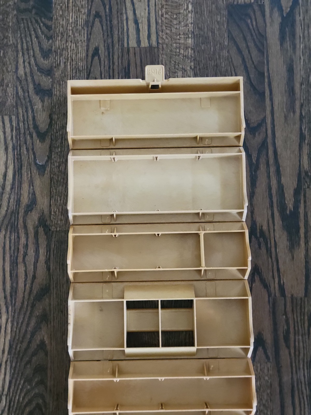 Vintage ROLYKIT Storage System Organizer Box Beige Brown Sewing Crafts Tools