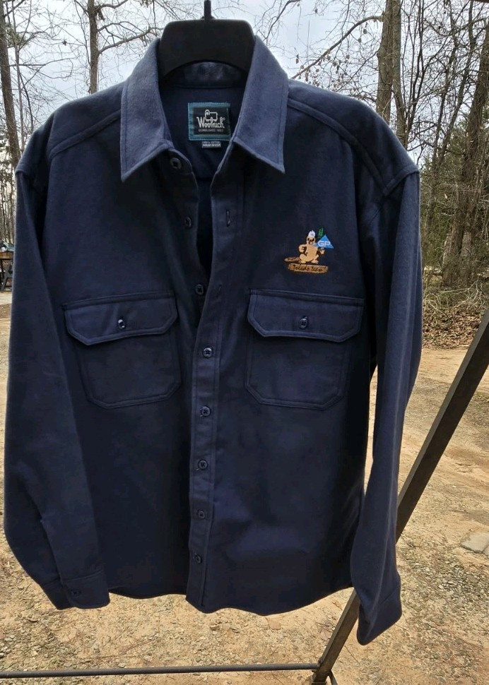 WOOLRICH Sz L Mens Thick Chamois Made in USA BUtton Front Shirt Georgia Pacific