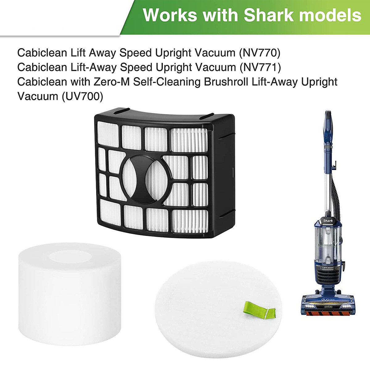 1 HEPA+2 Foam&Felt Filter For Shark Brushroll Lift-Away Upright Vacuum UV700