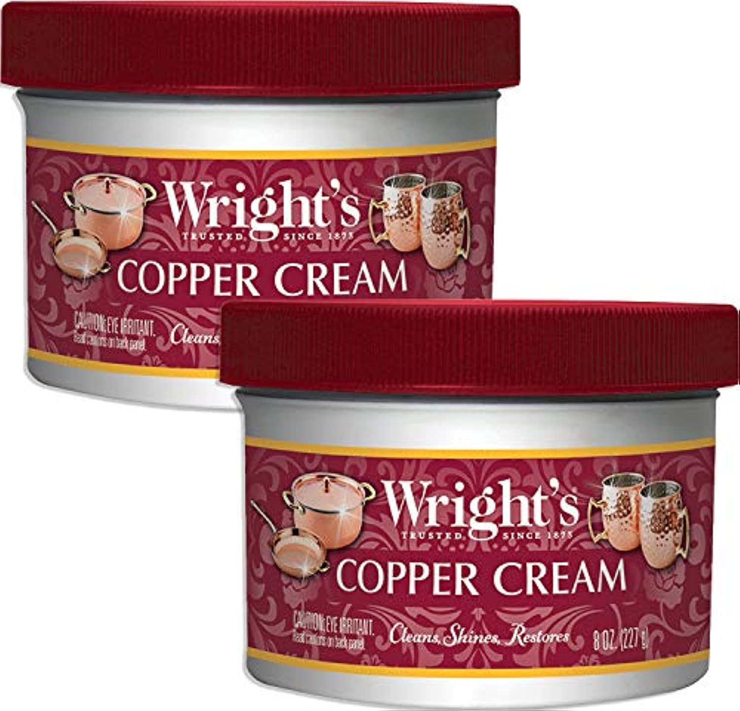 Wright’s Copper and Brass Polish Cleaner 8 Ounce (Pack of 2), 8 Oz 2 Pack