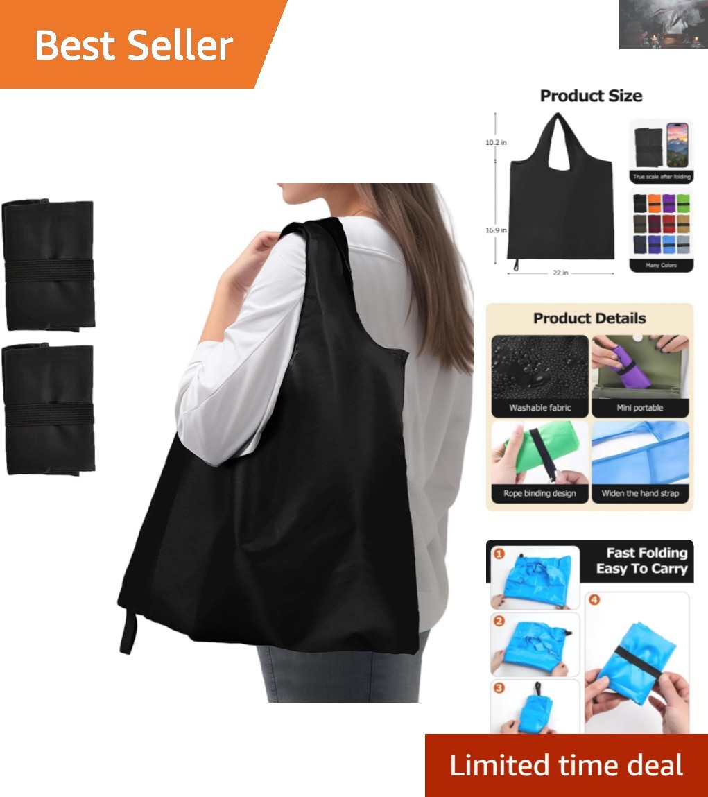 Heavy-Duty Washable Grocery Bags – 50 lbs Capacity, Pocket-Sized & Foldable