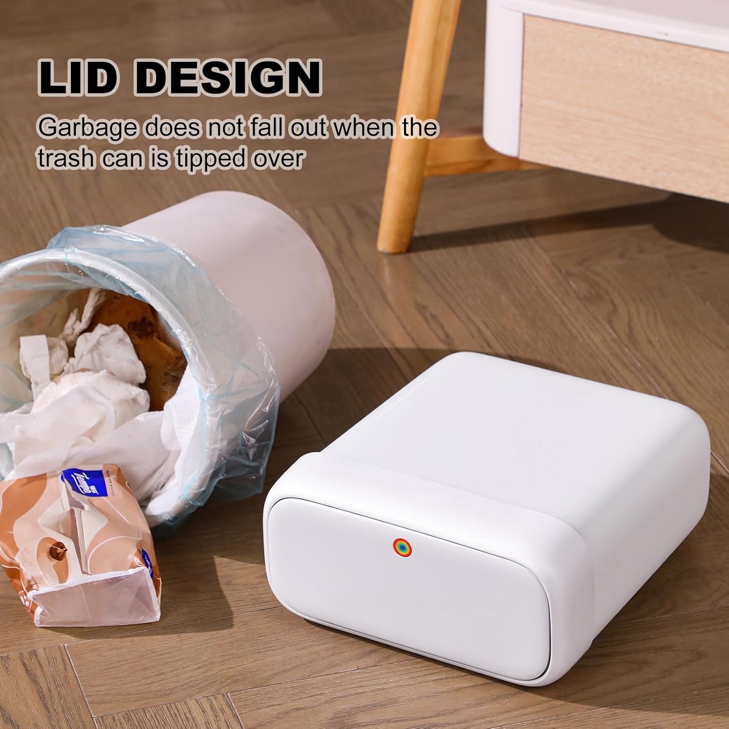 Bathroom Small Trash Can with Lid,10L / 2.7 Gallon Slim Garbage Bin Wastebasket