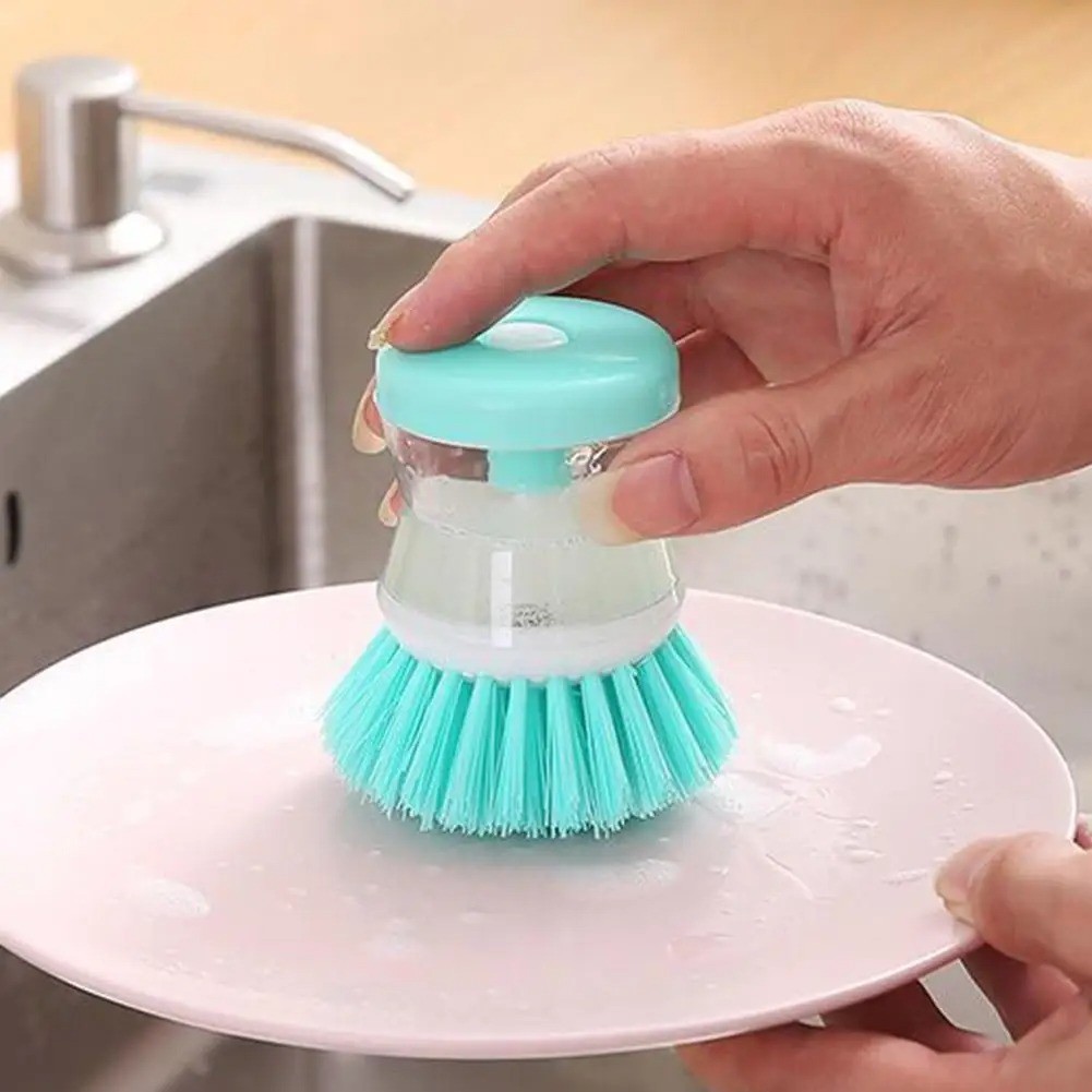 1Pc Soap Liquid Dispensing Pot Brushes Kitchen Dish Pan Sink Clean Washing