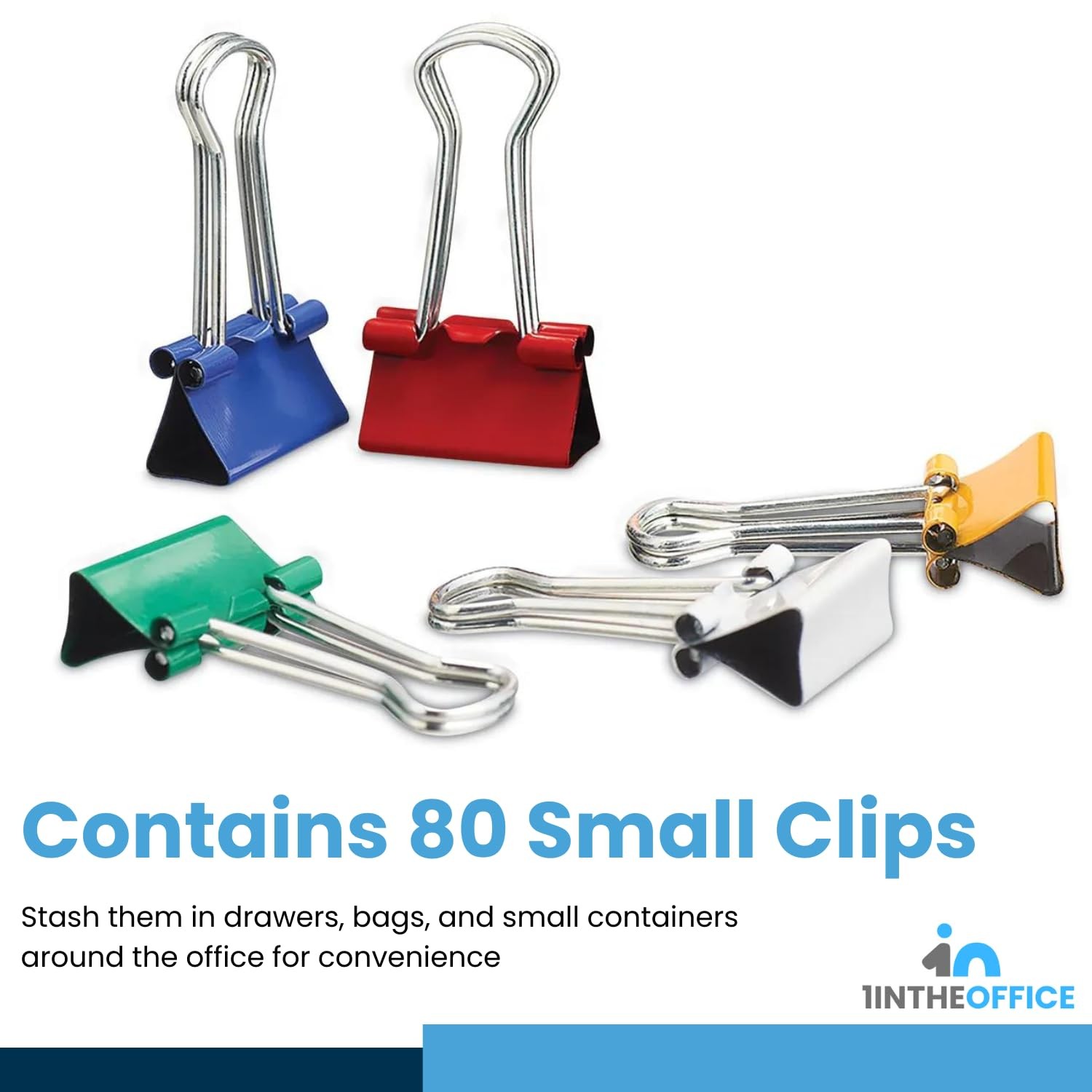 1InTheOffice Small Binder Clips 3/4 Inch, Mini Paper 0.75 inches