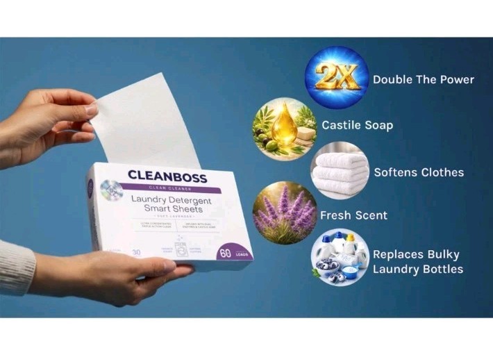 CleanBoss 2pk Powerful Laundry Smart Sheets: Up to 120 Loads-Lavender