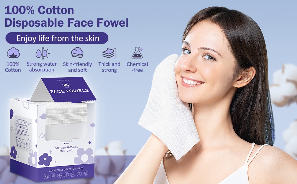 Face Towels, Disposable Face Towelette, Makeup Remover Dry Wipes 100 Count(2