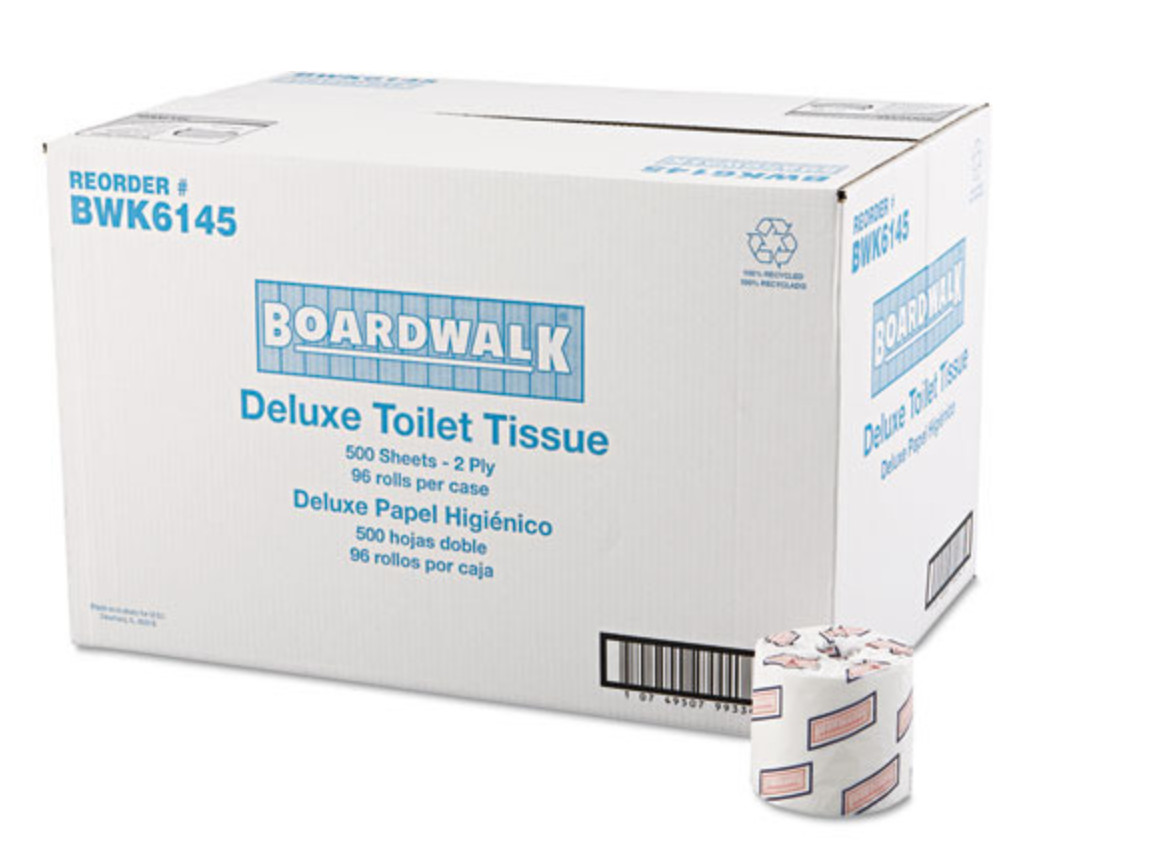 SOFT TOILET PAPER 96 Rolls In Box 500 Sheet White Tissue Boardwalk 2-Ply BULK