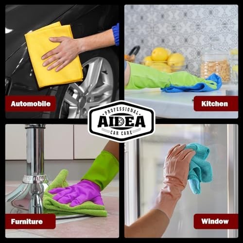 AIDEA Microfiber Cleaning Cloth, 50PK, Microfiber Towels for Cars, Premium Wash