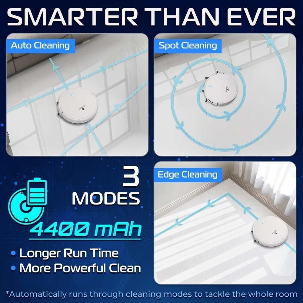 Pure Clean Smart Vacuum Cleaner – Automatic Robot Cleaning App Control (White)