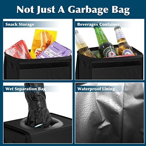 Leak Proof Car Trash Can with Lid – Waterproof Automotive 2.25 Gallons Black