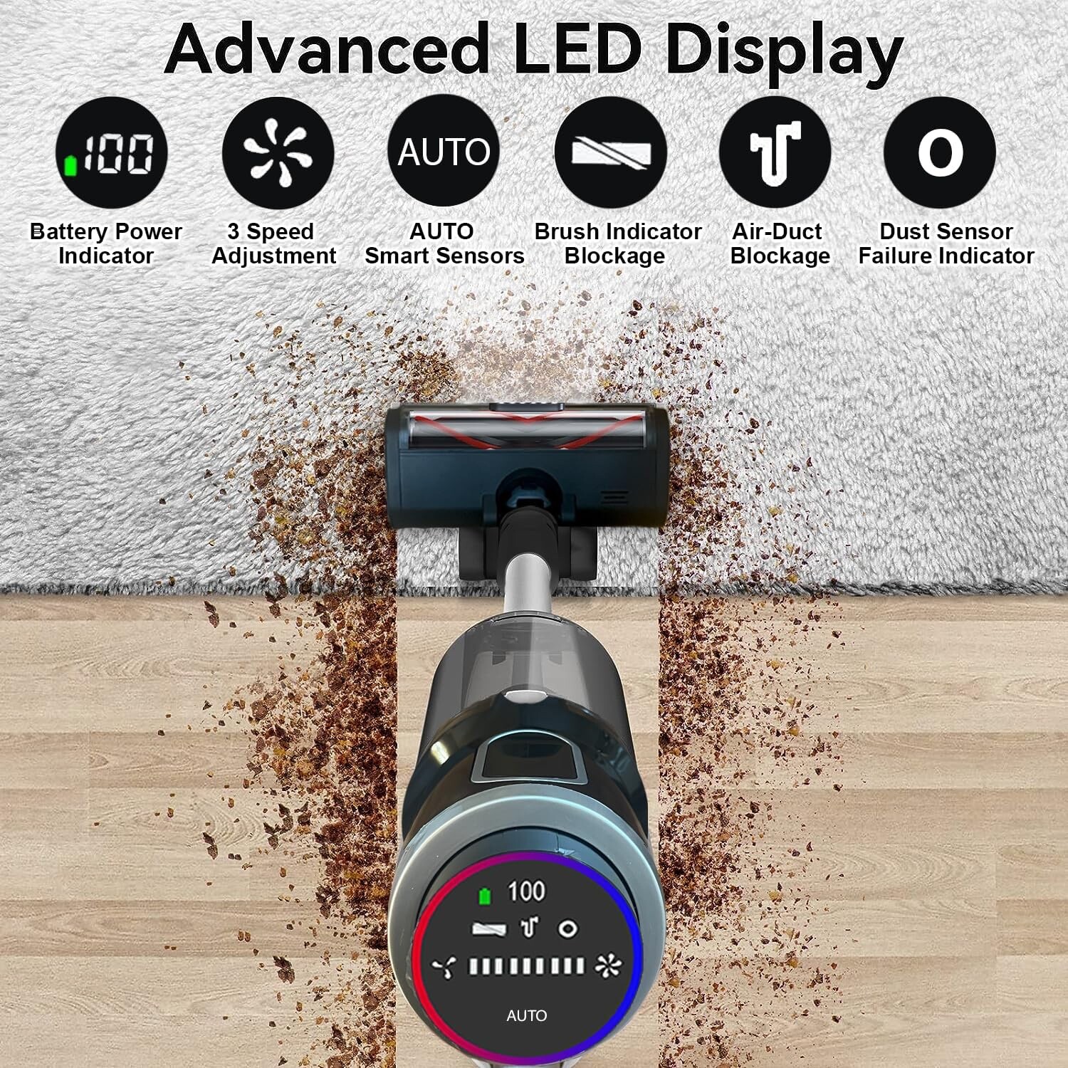 VYKLO V12 32Kpa 65Mins Cordless Handheld Stick Vacuum Cleaner Hard Floor Carpet
