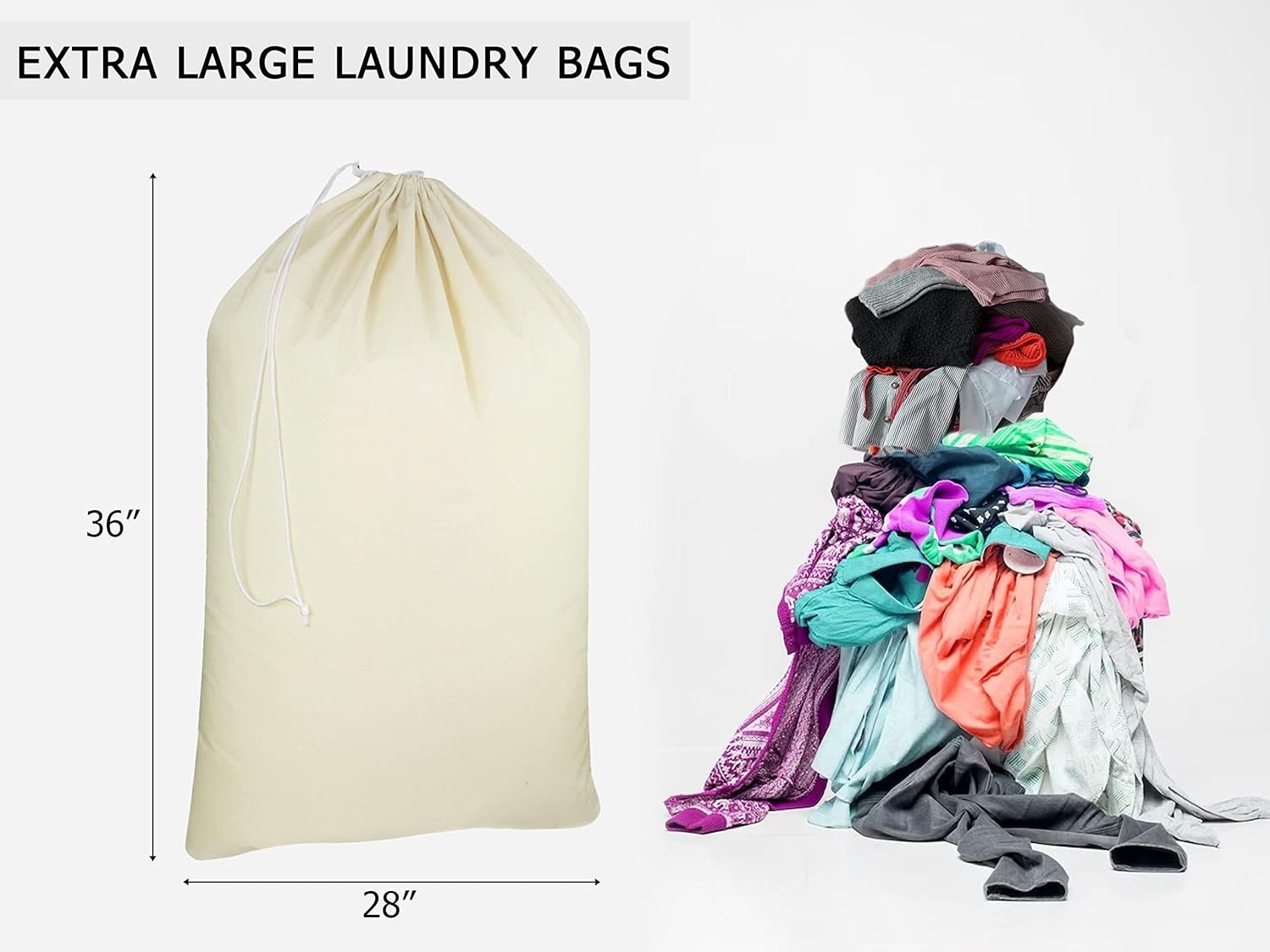 Extra Large Laundry Bags -2/4Pack Heavy Duty Durable Cotton Canvas Drawstring