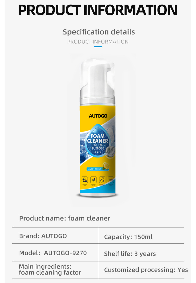150ml Foam Cleaner, 4-in-1 Multi-Enzyme Foam Cleaners, New Foam No-Rinse Cleaner