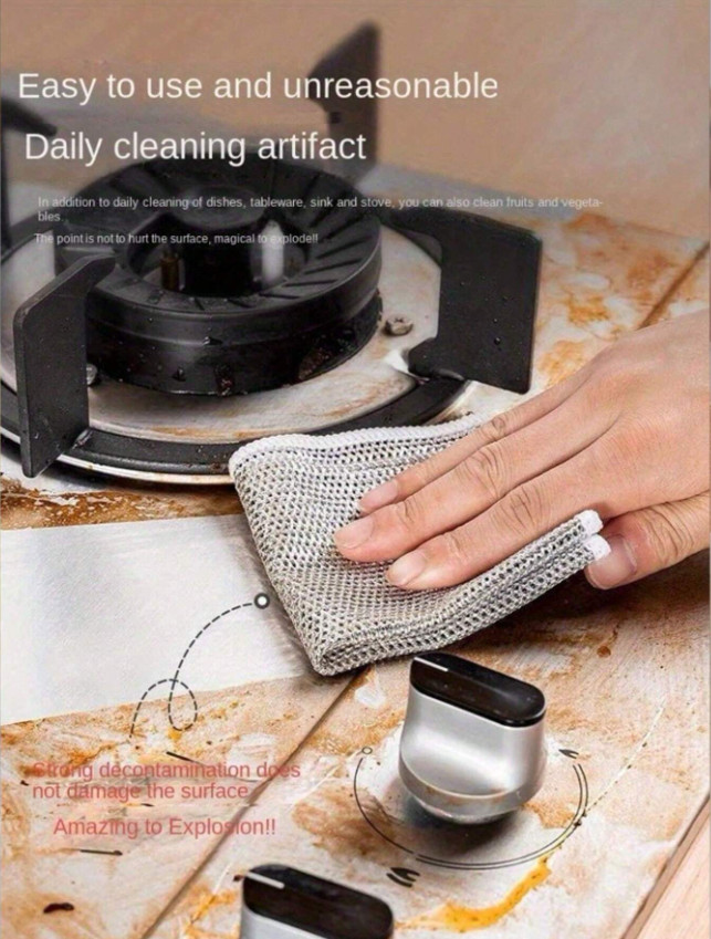 10pcs Non-Scratch Steel Wool Dishcloths – Reusable Kitchen Scrubbing Pads-NEW