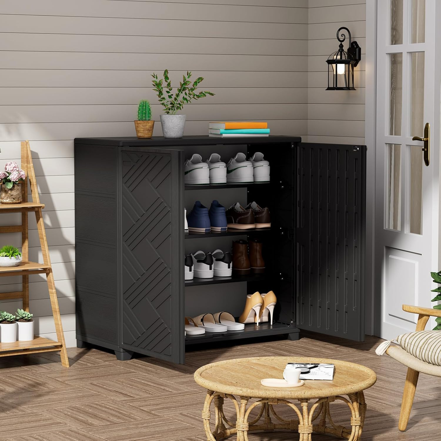 Waterproof Outdoor Storage Cabinet 34″x15″x34″ – Versatile Black Box