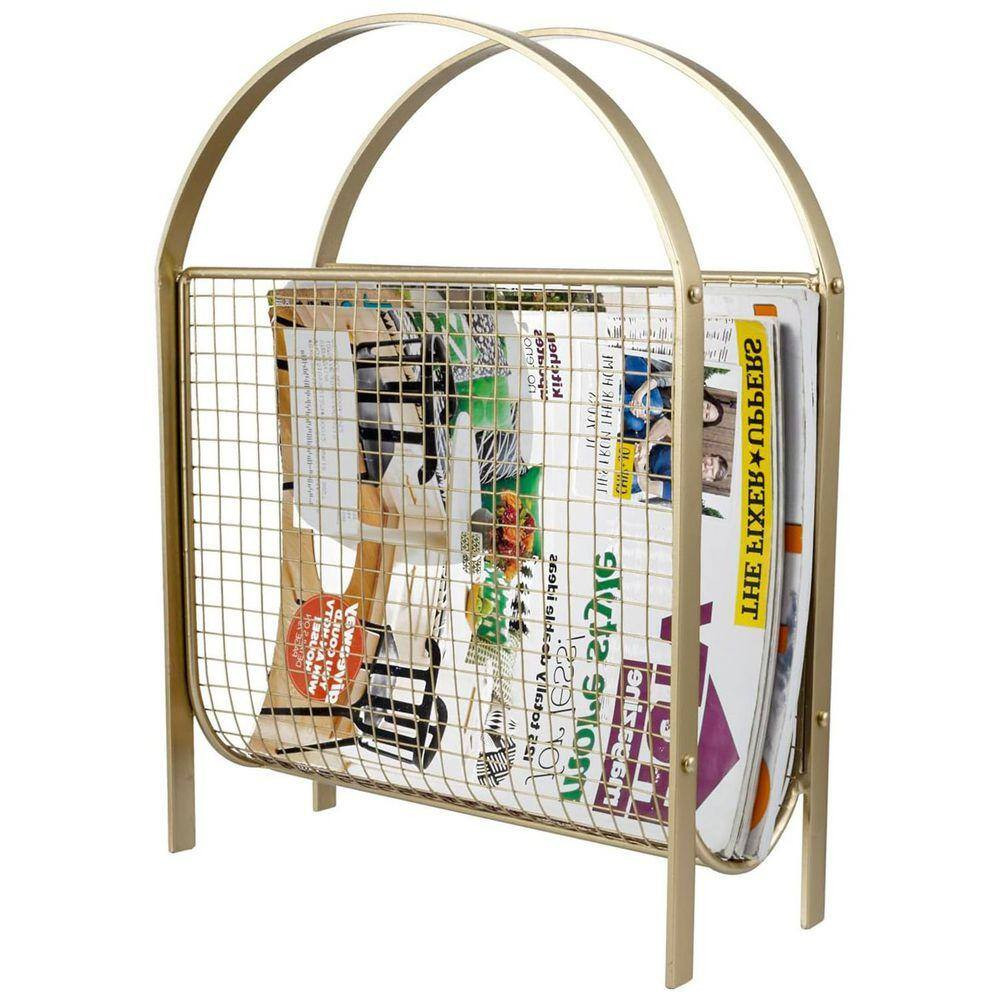 Gold 11.5 In. X 15 In. Metal Freestanding Magazine Rack