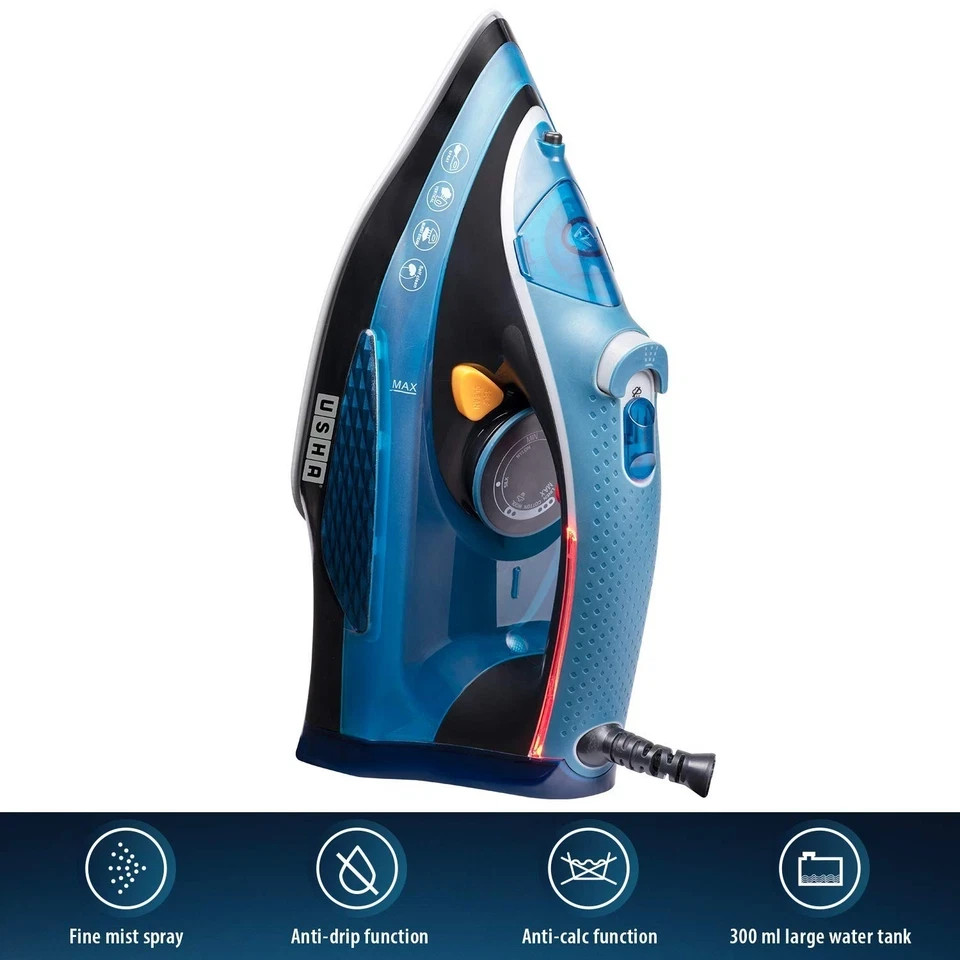 USHA Aqua Glow 2000 watts Steam Iron with Innovative Led Indicator 220V
