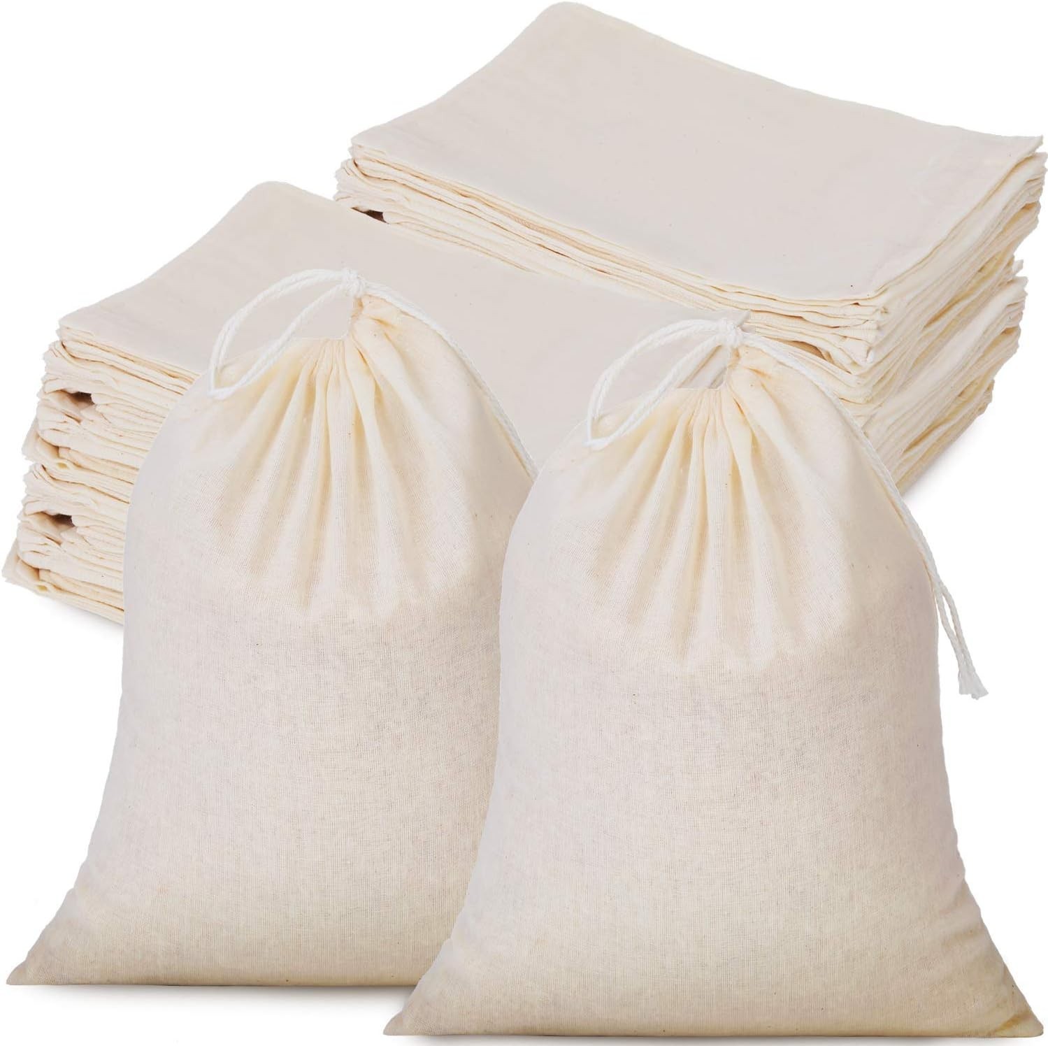 50 Pieces Muslin Bags Cotton Drawstring Bags Sachet Bag for Home Supplies 8 x…