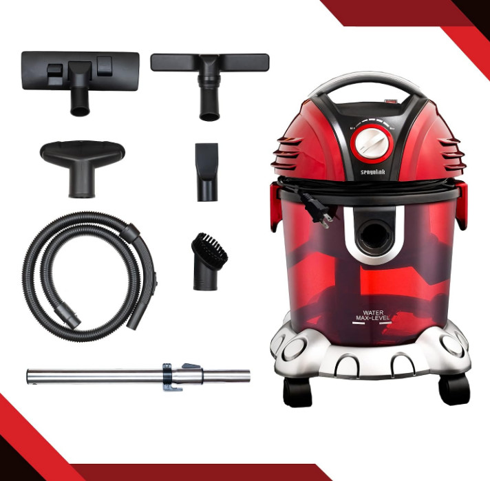 Senyolink Water Filtration Wet and Dry w/ HEPA Vacuum Cleaner and Corded Bag Red