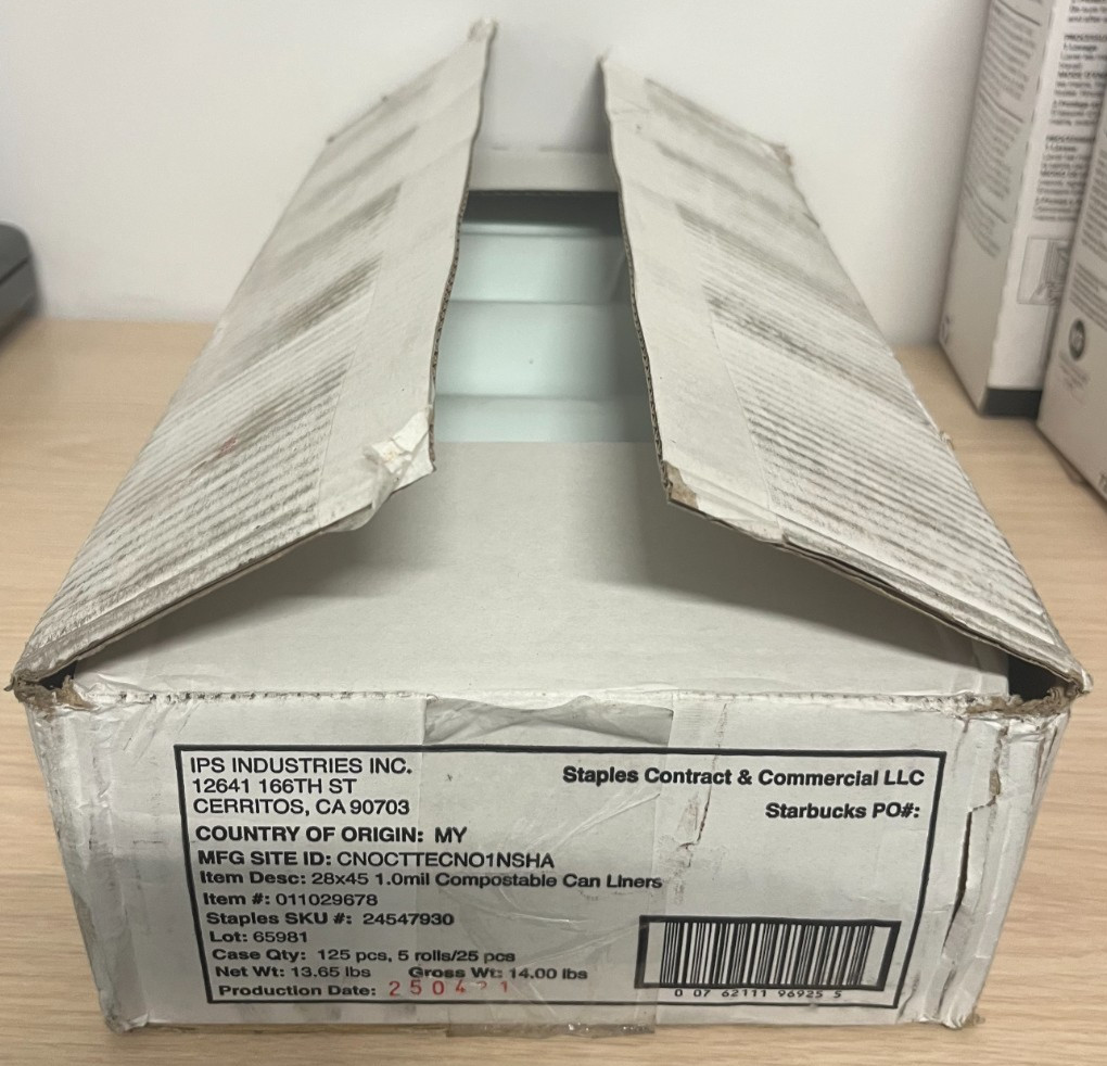 BPI 28×45 1.0mil Compostable can liners 011029678 5 Rolls/25pc