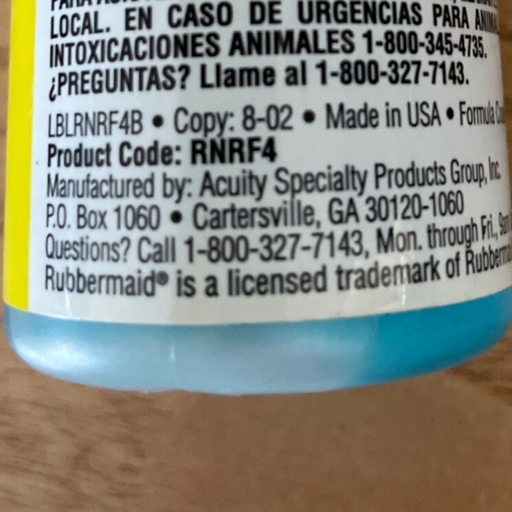 Rare Rubbermaid Professional Plus No-Rinse Floor Cleaner Tile Vinyl 4 Oz Sample