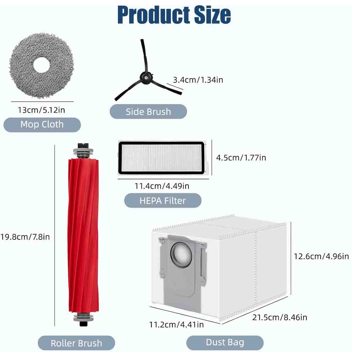 17 Pack Accessories Compatible With Roborock Qrevo S/Qrevo Pro Vacuum Robot Part
