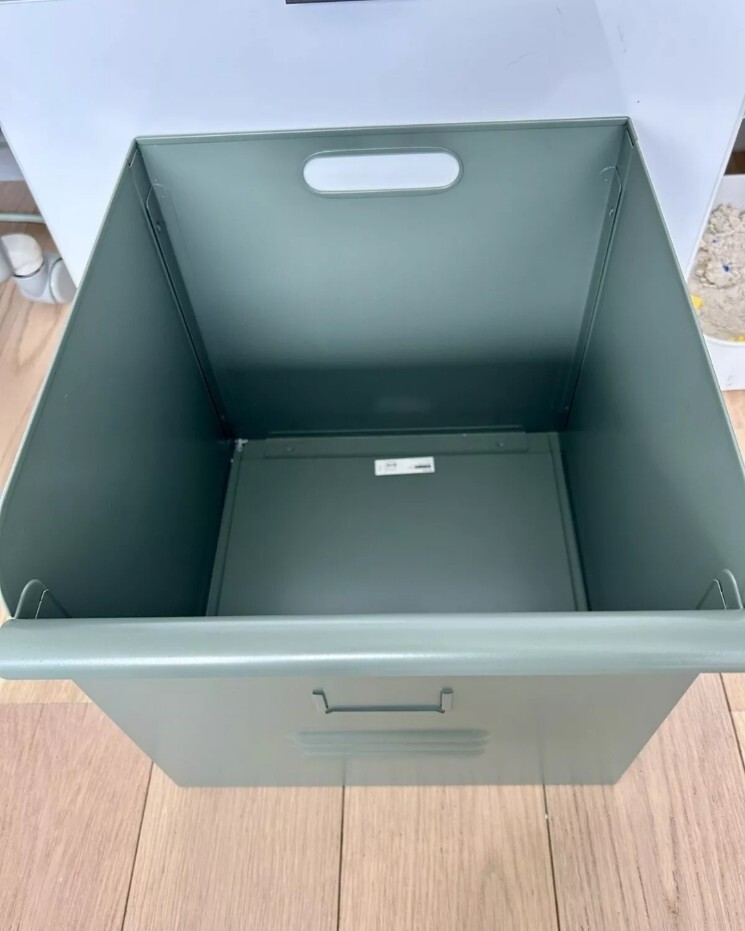 IKEA REJSA Metal Storage Box, 604.577.89 Gray-Green, 12½×13¾×12½”, New In Box
