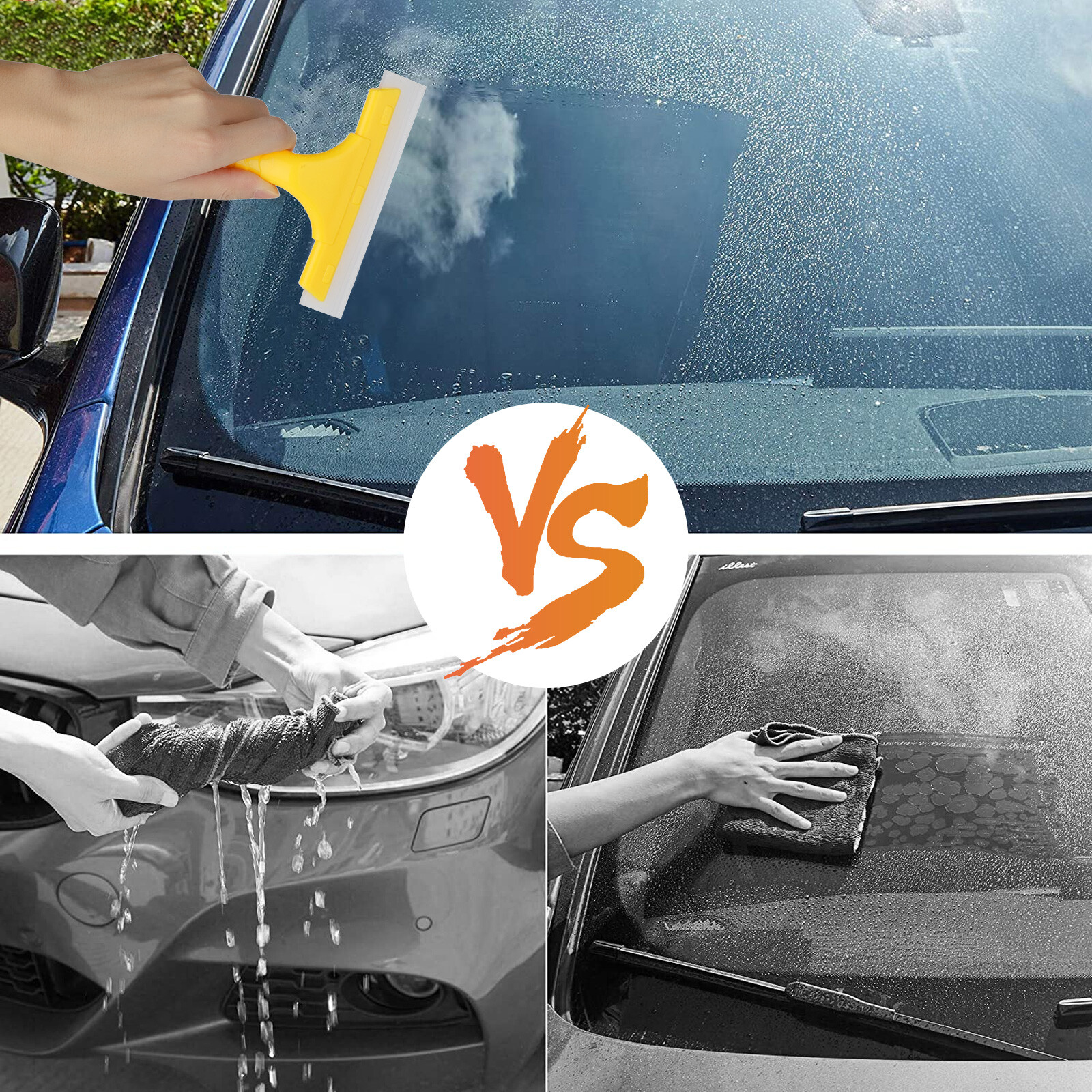 2Pcs Flexible Silicone Squeegee Shower Car Window Glass Door Wiper Cleaner Brush