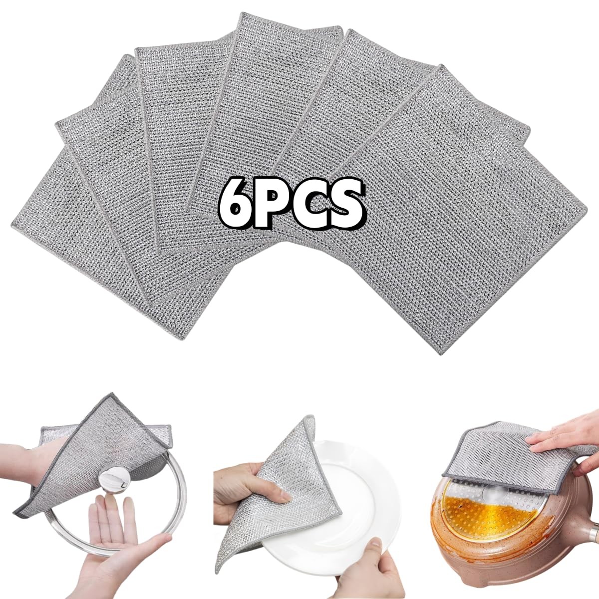 Stainless Steel Scrubber and Cleaning Rags – Non Scratch Wire Dishcloth for W