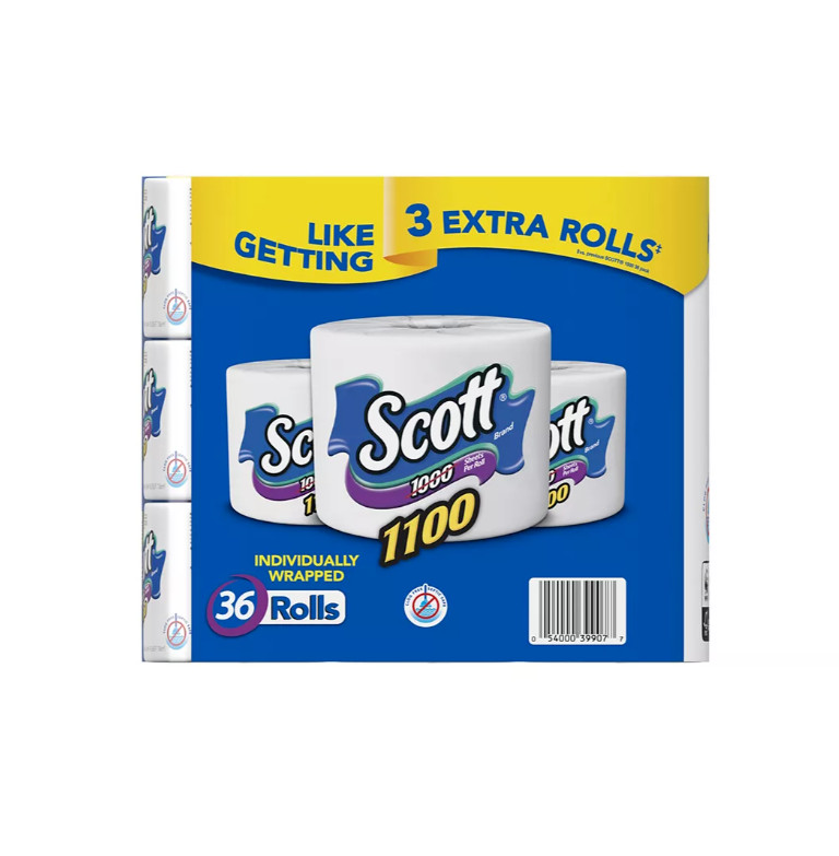 Scott Bathroom Tissue, 1-Ply, 1100 Sheets, 36 Rolls Toiler Paper FAST SHIPPING