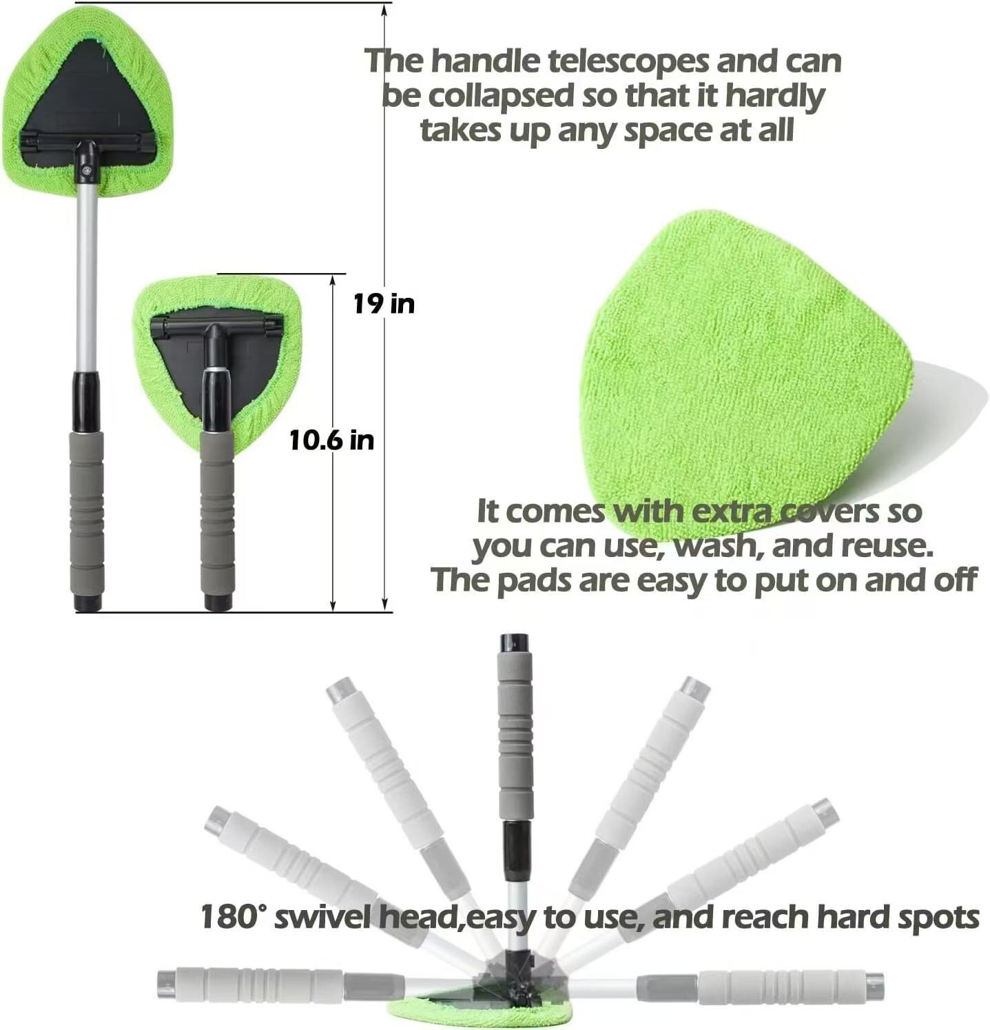 Windshield Cleaner Wand Microfiber Car Inside Window Cleaning Tool Anti Fog 2025