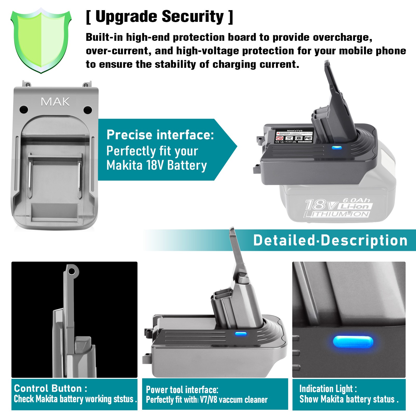 Adapter Vacuum Cleaner Convert for Makita 18V Battery to for Dyson DYS V7 / V8