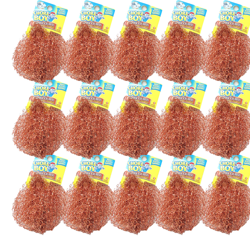 15 Pcs Chore Boy Copper Scrubbers, Rust Free for Pots and Pans 100% Pure Copper