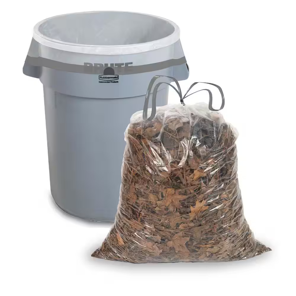 39 Gal. 1.0 Mil Clear Drawstring Trash Bags 33 In. X 40 In. Pack of 70 for Home,