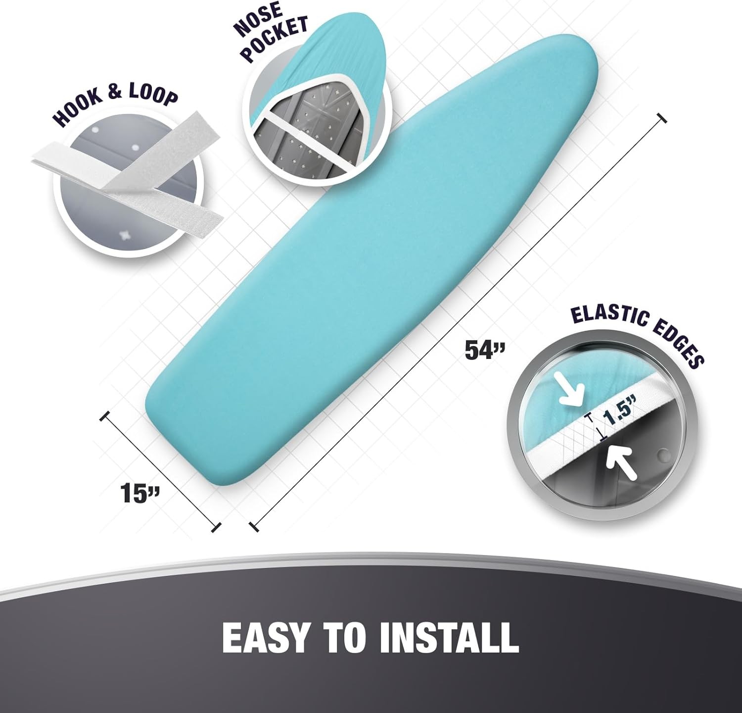 Extra Thick Ironing Board Covers with Pad Standard Size 15×54, Heat Reflective F