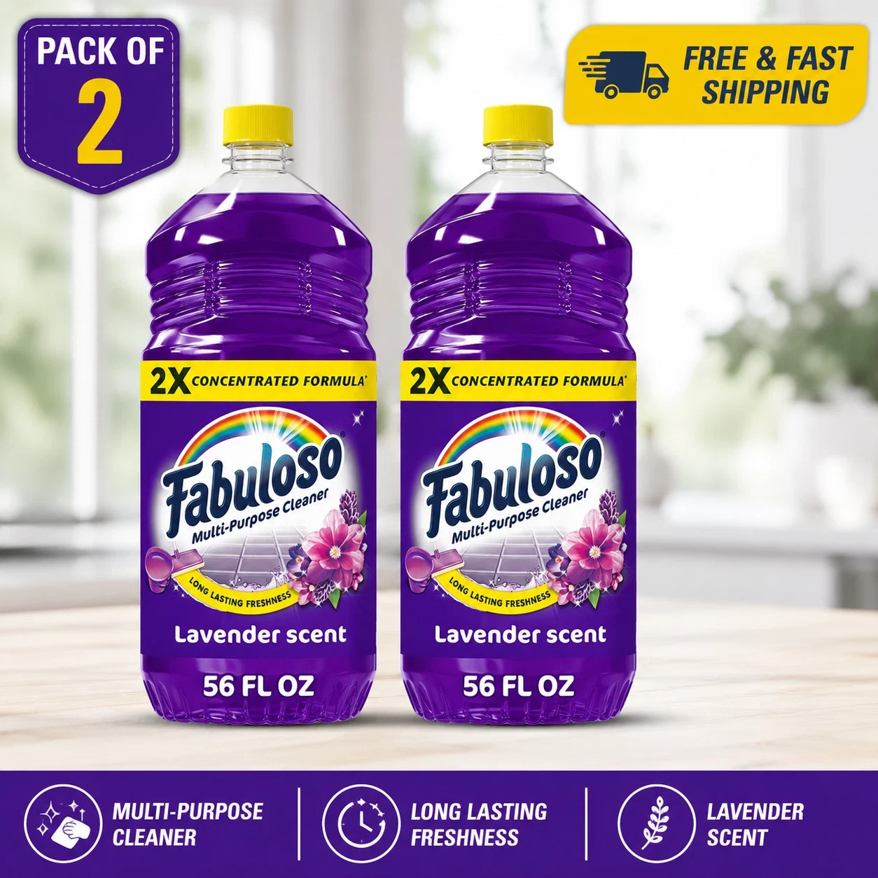 Fabuloso 2X Lavender Multi-Purpose Cleaner 56 fl oz No Rinse 2 Pack