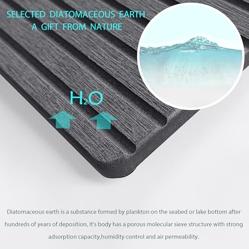 NiuYichee 2 PCS Water Absorbent diatomite 7.1″ x 3.5″（18 x 9cm） Dark Grey