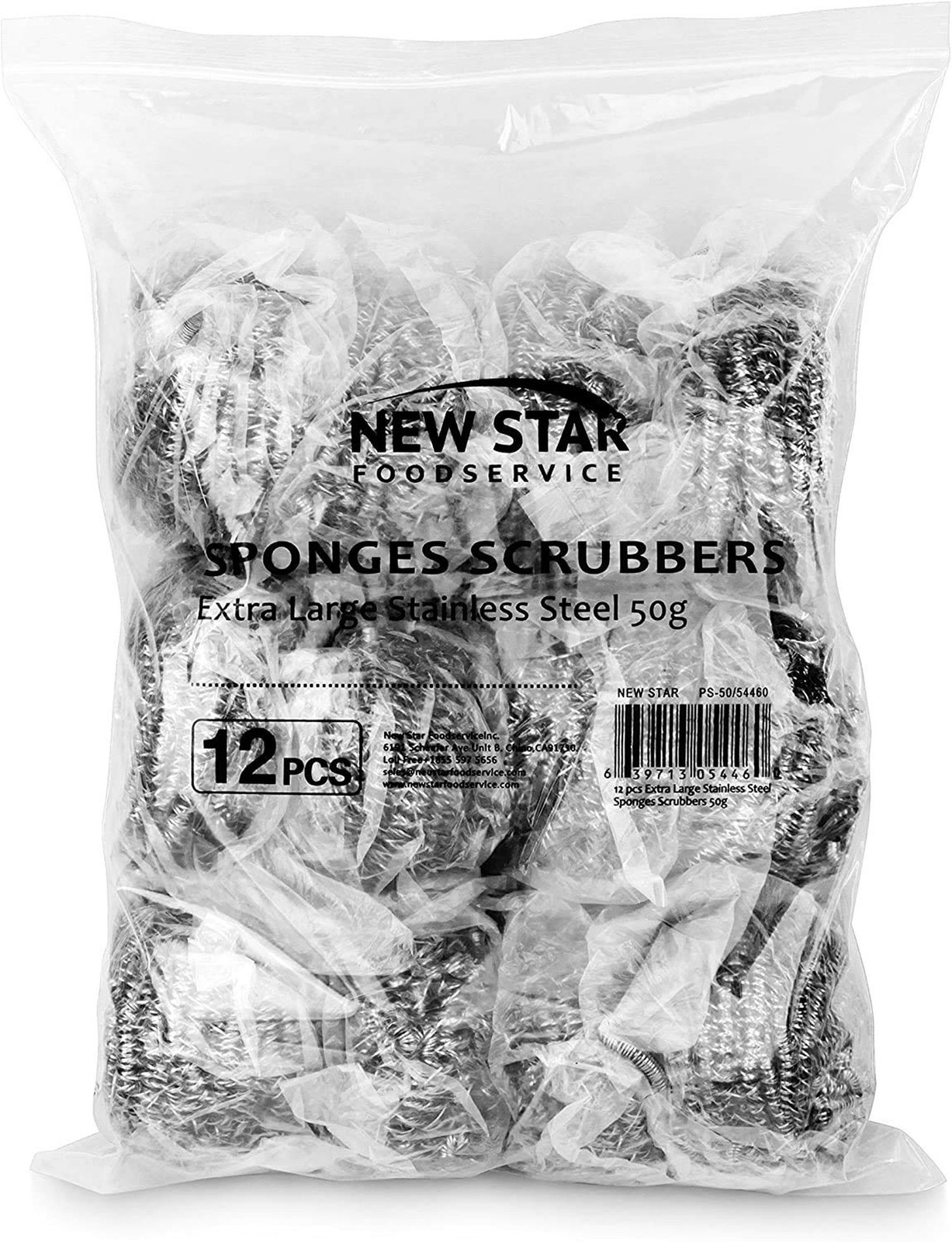 New Star Foodservice 54460 Extra Large (50 Grams) Stainless Steel Sponges Scr…