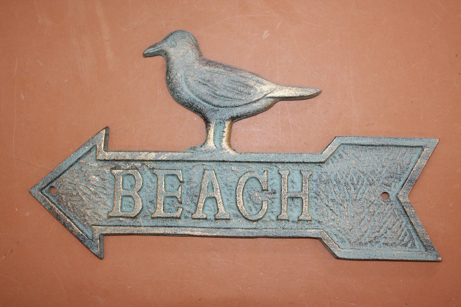 (5)BEACH DECOR, Seagull Design Beach Sign Wall Plaque and Starfish Wall Hooks,