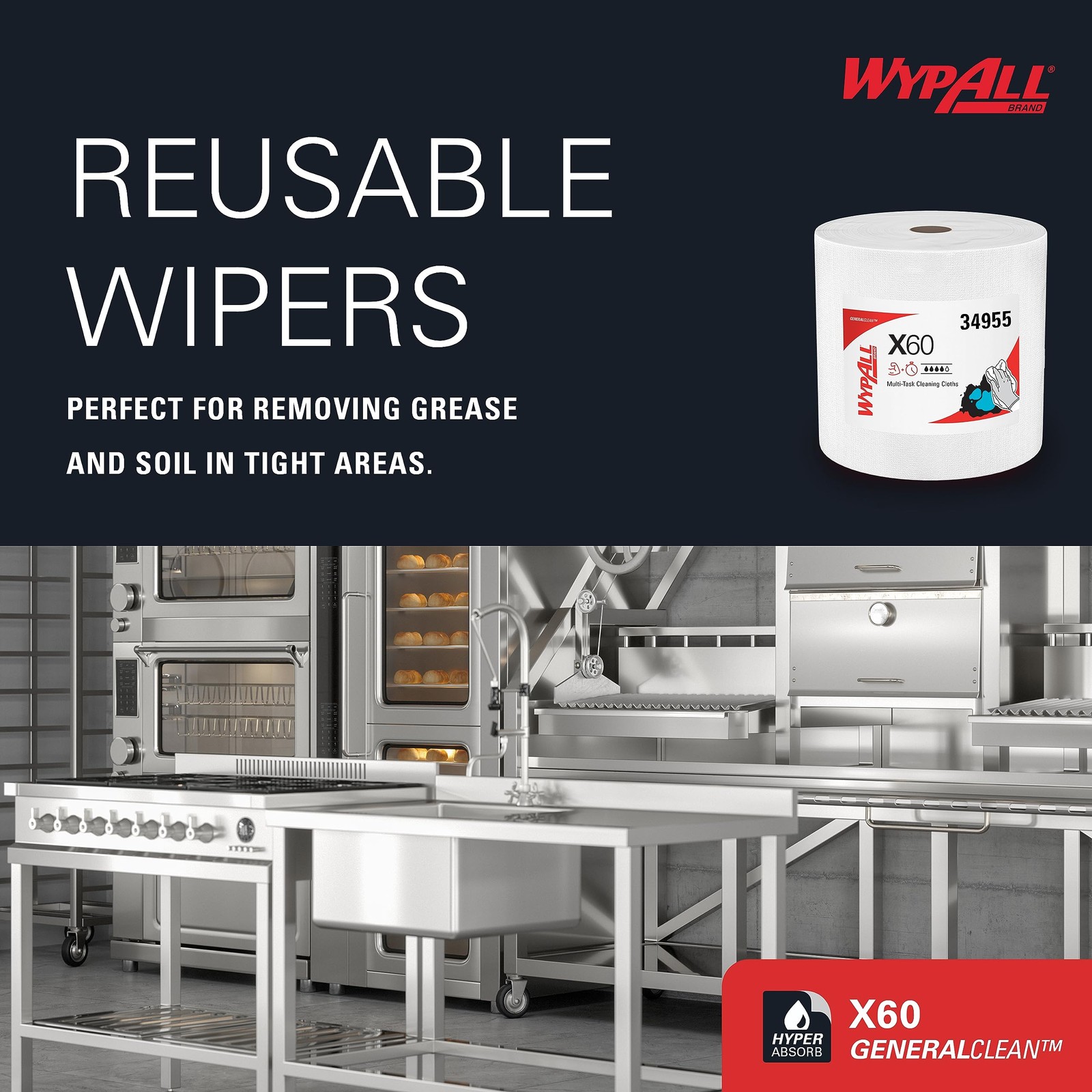 Wypall General Clean X60 Jumbo Roll Paper Towels 1100 Sheets Multi Task Cloths