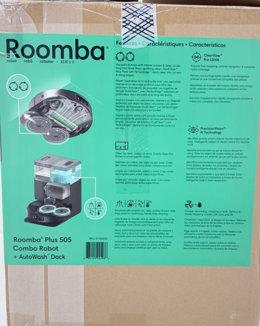 iRobot Roomba Plus 505 Combo Vacuum & Mop w/ AutoWash Dock, 80x Suction
